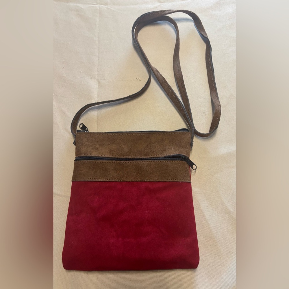 Guatemalan‎ Cross Body Red Brown Boho Pocket 7.25”x 8.5” Small